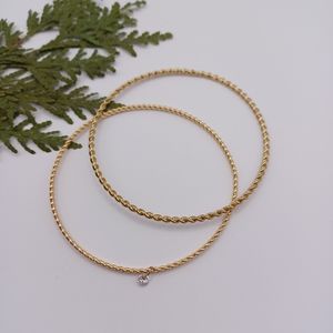 🍀3 for $15 - Dainty gold-tone bangles - mismatched set of two